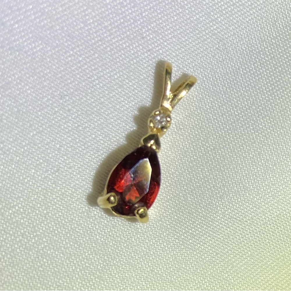 10kt Garnet with Diamond Accent Pendant